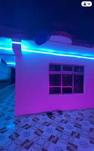 ein Spielzeughaus mit rosa und blauen Lichtern in der Unterkunft Sewaro Homestay in Sukhia Pokhari