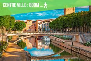 a painting of a bridge over a river at JUNGLE SUITE - Jacuzzi - Centre - Clim by Narbana in Narbonne +8 photos