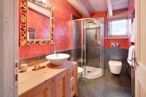 a bathroom with a sink and a shower at Chalet Meridiana in Bormio