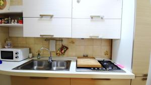 una cucina con lavandino e forno a microonde di Garden House Pompei Vesuvio a Trecase