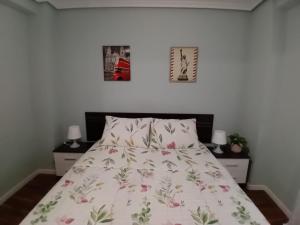 1 dormitorio con 1 cama y 2 cuadros en la pared en Casa TARA, en Santa Pola