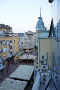 an aerial view of a city with buildings at Diamond Apartments Niš in Niš