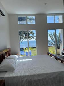 Sand Castle Villa - Classic Beachfont Luxury : غرفة نوم مع سرير وإطلالة على المحيط
