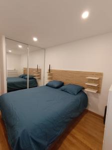 a bedroom with a large bed and a mirror at Part-Dieu (garage inclus) / Brotteaux in Lyon