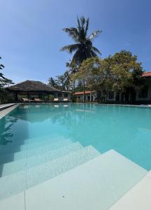 希卡杜瓦的住宿－Bokka Almeida，一个棕榈树背景的大型游泳池
