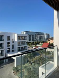 a view from the balcony of a building at Sea Breeze Studio in Baku