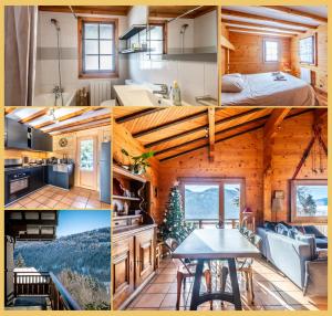 a collage of photos of a tiny house at Sublime Chalet T5 Les Gets in Les Gets