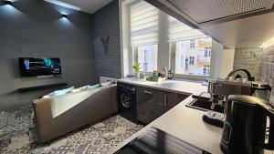 une cuisine avec un évier et un lave-vaisselle dans l'établissement Apartment Silver 313, à Karlovy Vary