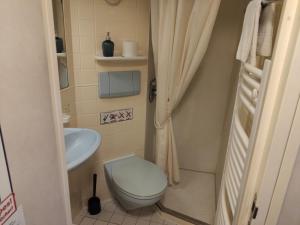 ベルリンにあるShipotel-Berlin GmbH, Shipotel Eastern & Shipotel Westernのトイレと洗面台のある小さなバスルーム +37枚の写真