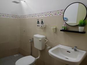 a bathroom with a toilet and a sink and a mirror at Cinoiva Homestay Gambang, Kuantan in Gambang +11 photos
