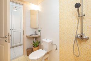 a bathroom with a toilet and a shower at Τ&G Home in Corfu Town