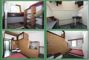 a collage of four pictures of a room at Condomínio Vila Gustavo -excelente localização in Caraguatatuba