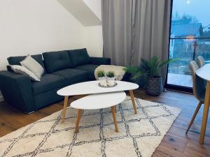 a living room with a couch and a table at Apartamenty Zuzanny in Mińsk Mazowiecki