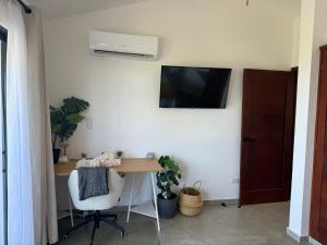 Μια τηλεόραση ή/και κέντρο ψυχαγωγίας στο Catalina, Cabrera Oceanview Multi 2 BD 2 Bath Condo Units with Balcony and Pool