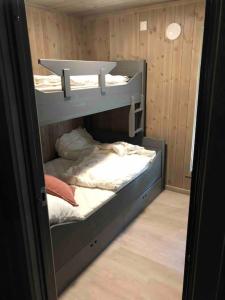 1 dormitorio con 2 literas en una habitación en Ny og moderne hytte i Stryn. Solrik plassering, en Stryn