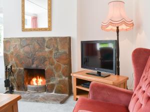 a living room with a tv and a fireplace at Madderhay - Uk43512 in Lostwithiel
