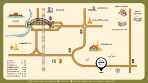 a map of the intersection of a highway and a bridge at Yimwhan Hostel & Cafe Ayutthaya in Phra Nakhon Si Ayutthaya