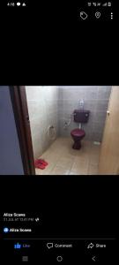 a bathroom with a purple toilet in a stall at Aliza Scawa Homestay in Kuala Pilah
