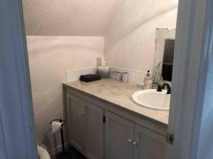 a bathroom with a sink and a mirror at Twain Harte retreat w/ lake access, ski/Yosemite in Twain Harte