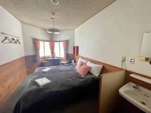 a bedroom with a large bed and a sink at Alpha Live Madarao in Madarao Kogen +14 photos