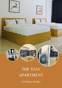 a collage of two beds in a room at The Stay Apartment Pleiku in Pleiku