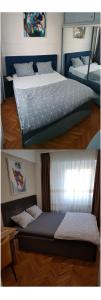 سرير أو أسرّة في غرفة في Ta'arof Apartment
