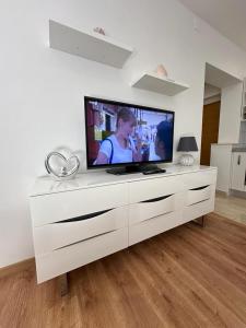 Televízia a/alebo spoločenská miestnosť v ubytovaní Apartmani Vice