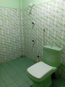 a bathroom with a green toilet in a room at Nallur Mylooran Arangam in Jaffna