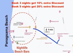 una mappa del bar con benefici notturni di Parrot Resort Moalboal a Moalboal
