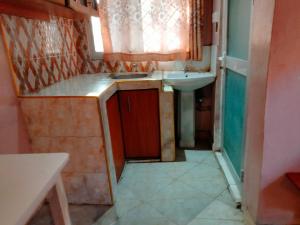 una pequeña cocina con fregadero y lavabo en Danny apartments, en Watamu