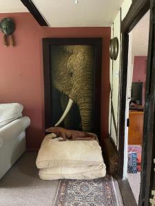 A bed or beds in a room at Quirky 18th Century Thatched Cottage