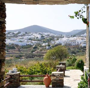 a view of a town from the window of a house at Apollon-Artemis Apartments in Apollonia