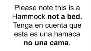 a text message that reads peace note this is a hammock not a bed at Hostal San Mabel Herping - Playa Cuevita in El Valle