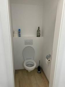 a small bathroom with a toilet in a room at Loft - Luxus Apartment zum Wohlfühlen im Allgäu in Marktoberdorf