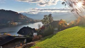 アンネンハイムにあるFerienhaus Berg'nSeeの川の横の丘の上の家