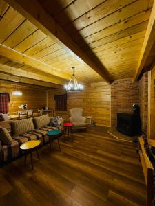 ein Wohnzimmer mit einem Sofa und einem TV in der Unterkunft Family cottage Fairy tale in Banja Luka