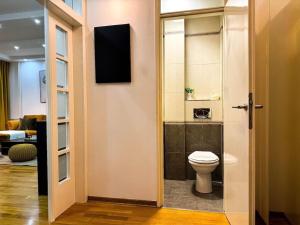 een badkamer met een toilet in een kamer bij Big company/Old Town Treasure in Belgrado