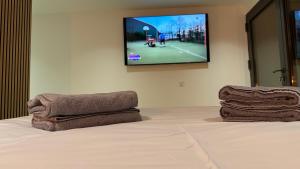 Televízia a/alebo spoločenská miestnosť v ubytovaní Villa Porto-vecchio 4 chambres avec piscine
