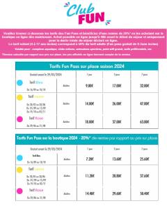 a screenshot of a calendar for the club fun game at Mobil Home tout confort idéal pour 4 personnes dans le Domaine de Dugny CAMPING 4 ETOILES, Proche de Blois, du Zoo de beauval et des Châteaux de la Loire in Onzain