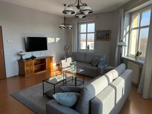 TV a/nebo společenská místnost v ubytování apartament Mysłowice
