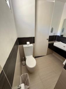 bagno con servizi igienici e lavandino di Vista Mare Ocean View Top Floor Condo, Samana a Santa Bárbara de Samaná