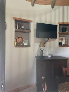 Noce Melano في SantʼAndrea: غرفة معيشة مع تلفزيون بشاشة مسطحة على جدار