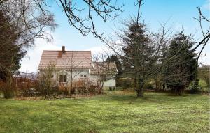 una vieja casa blanca con un árbol en un patio en Beautiful Home In Lindesnes With House Sea View, en Spangereid