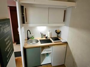 una piccola cucina con lavandino e bancone di studio centre-ville agréable a Vendôme