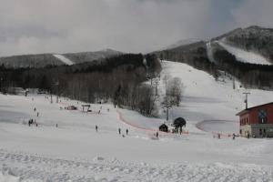 a group of people skiing down a snow covered slope at 静かな田舎の一軒家 ご家族友達観光大型スキー場近郊 in Mikage