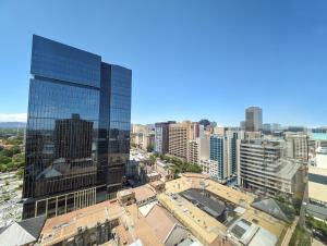 an aerial view of a city with tall buildings at InterContinental Adelaide, an IHG Hotel in Adelaide