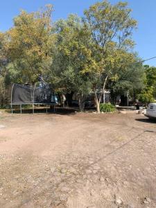 ein unbefestigter Parkplatz mit Bäumen und einem Zaun in der Unterkunft Finca MacNoy Casa 12 personas Ixmiquilpan,Hgo cerca balnearios y Tolantongo in Ixmiquilpan