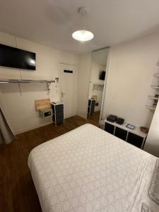 Televisyen dan/atau pusat hiburan di Villa des Palmiers, Chambre n°1, Lit double