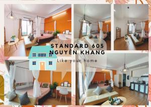 eine Collage mit Fotos eines Wohnzimmers in der Unterkunft Hope homestay - số 2 ngách 60/381 Nguyễn Khang - by Bayhostel in Hanoi