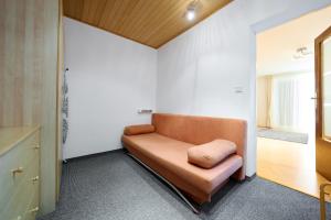 オーバータウエルンにあるAlpina Holiday Living Zirbenstrasseの茶色のソファ